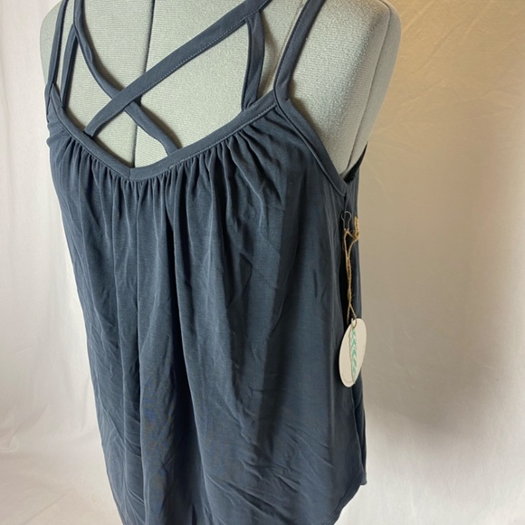 Black Modal Fiber tank by Hummingbird. Criss cross design. - Picture 2 of 10